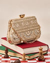 Mohey Women Fawn Art Silk Clutch Bag with Moti Work