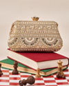 Mohey Women Fawn Art Silk Clutch Bag with Moti Work