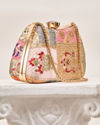 Mohey Women Cream Art Silk Clutch Bag with Sequin Work