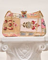 Mohey Women Cream Art Silk Clutch Bag with Sequin Work