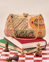 Mohey Women Beige Art Silk Clutch Bag with Sequin Work