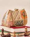 Mohey Women Beige Art Silk Clutch Bag with Sequin Work