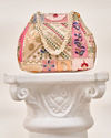 Mohey Women Cream Art Silk Bag with Sequin Work