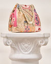 Mohey Women Cream Art Silk Bag with Sequin Work