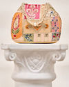 Mohey Women Beige Art Silk Bag with Sequin Work
