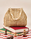 Mohey Women Gold Art Silk Top Handle Bag with Sequin Work