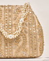 Mohey Women Beige Silk Bag with Cutdana and Sequin Work