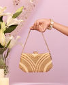 Mohey Women Beige Art Silk Clutch Bag