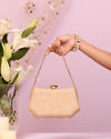 Mohey Women Beige Art Silk Clutch Bag