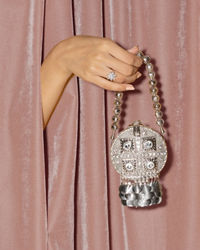 Mohey Women Grey Metal Mini Bag