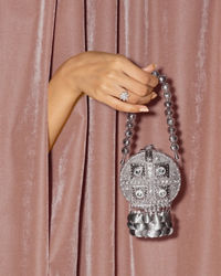 Mohey Women Grey Metal Mini Bag