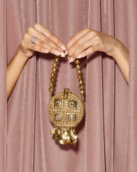 Mohey Women Gold Metal Mini Handbag