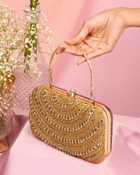 Mohey Women Beige Clutch Bag