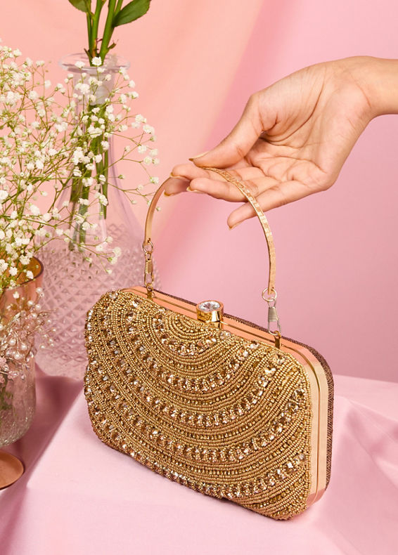 Mohey Women Beige Clutch Bag