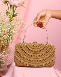Mohey Women Beige Clutch Bag