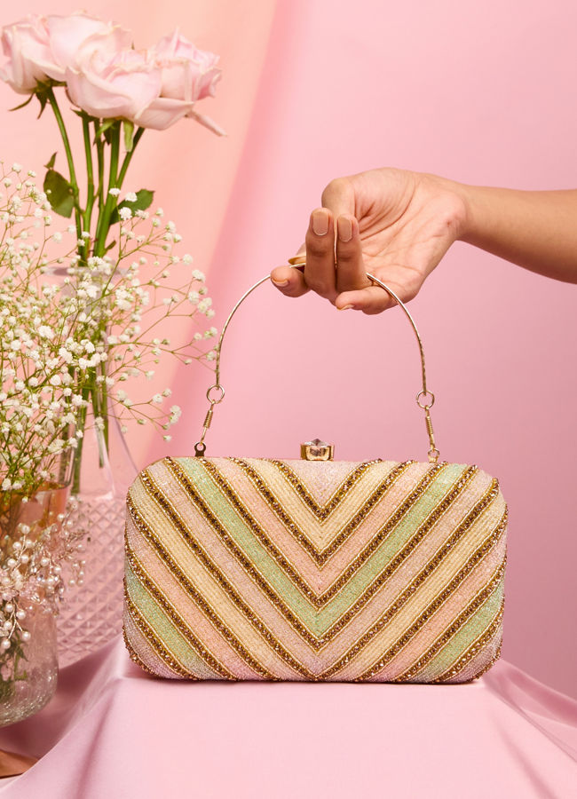 Mohey Women Beige Clutch Bag