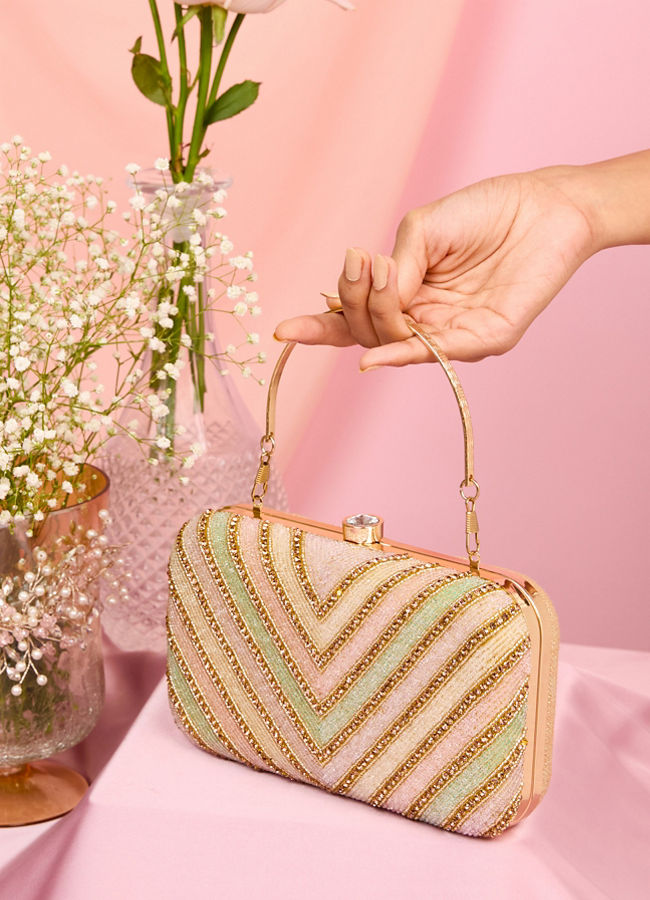 Mohey Women Beige Clutch Bag