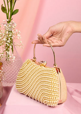 Mohey Women Beige Elegance Clutch Bag