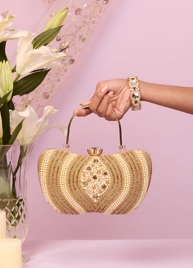 Mohey Women Elegant Beige Clutch Bag