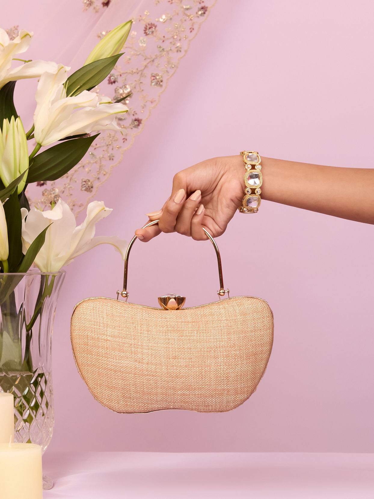 Mohey Women Elegant Beige Clutch Bag