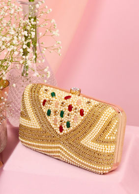 Mohey Women Beige Clutch Bag