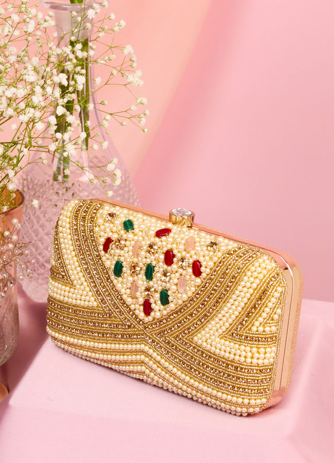 Mohey Women Beige Clutch Bag