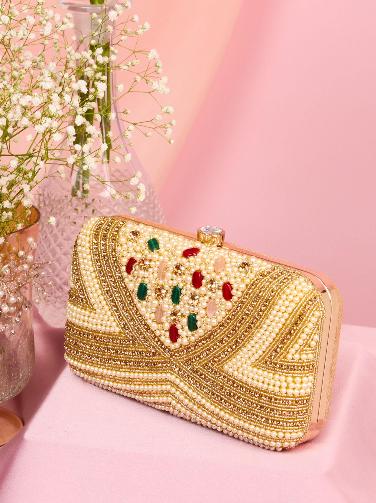 Mohey Women Beige Clutch Bag