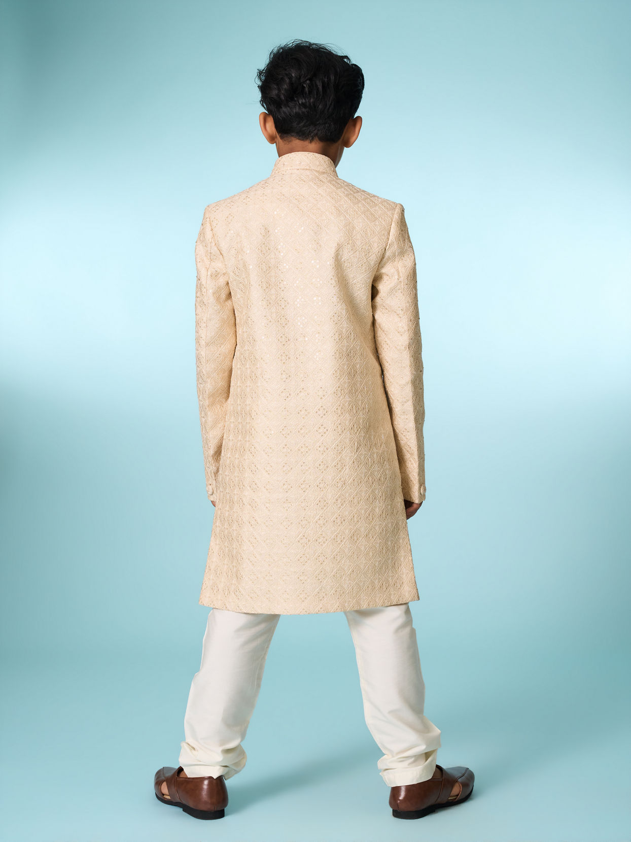 Manyavar Boys Tasteful Beige Sherwani Ensemble