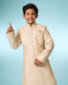 Manyavar Boys Tasteful Beige Sherwani Ensemble