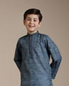 Manyavar Boys Boys Mid Blue Imperial Paisley Patterned Kurta Set