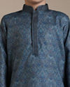 Manyavar Boys Boys Mid Blue Imperial Paisley Patterned Kurta Set