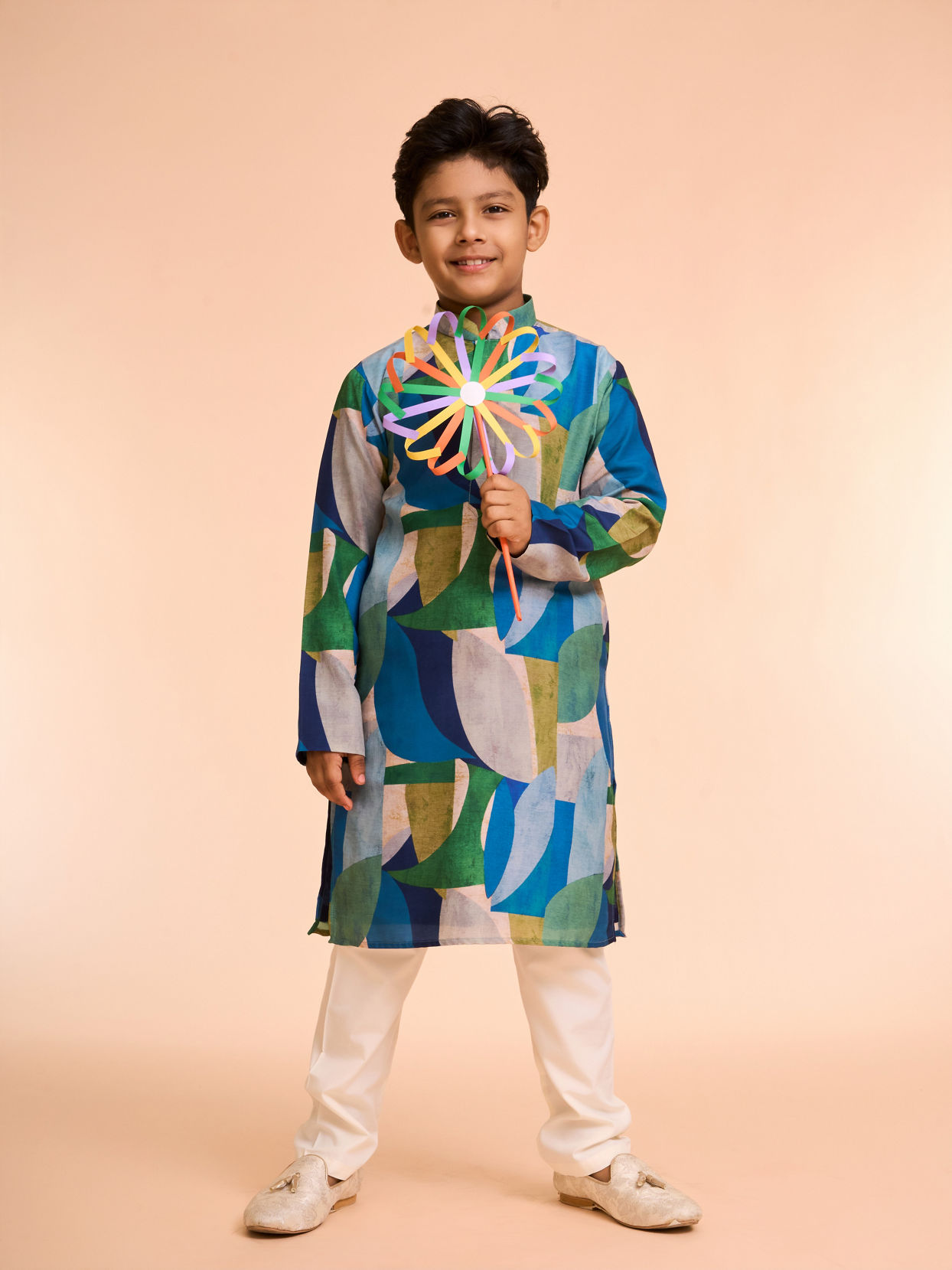 Manyavar Boys Vibrant Green Boys Kurta Pajama