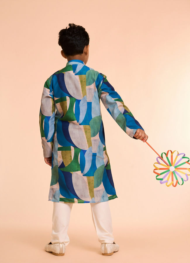 Manyavar Boys Vibrant Green Boys Kurta Pajama