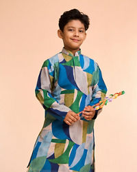 Manyavar Boys Vibrant Green Boys Kurta Pajama