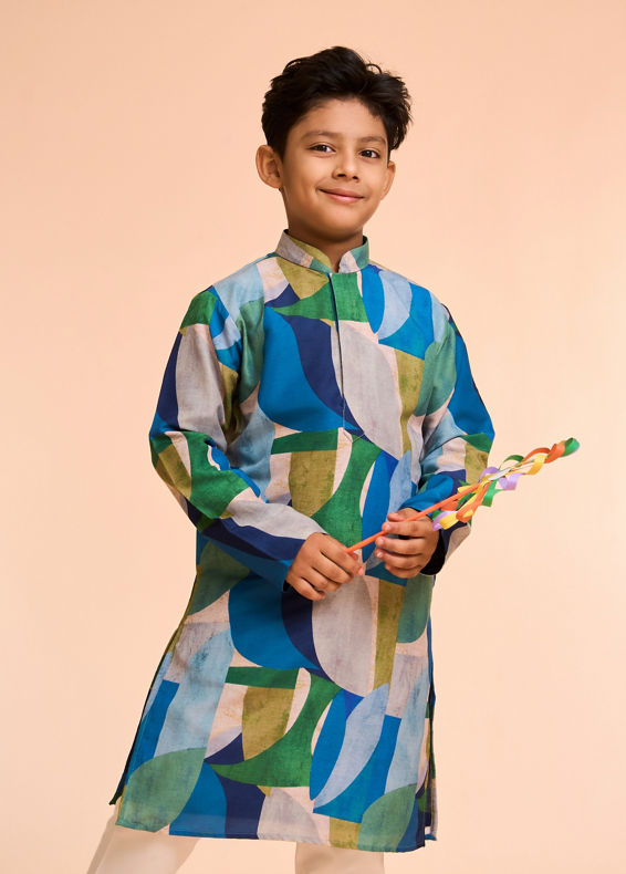 Manyavar Boys Vibrant Green Boys Kurta Pajama