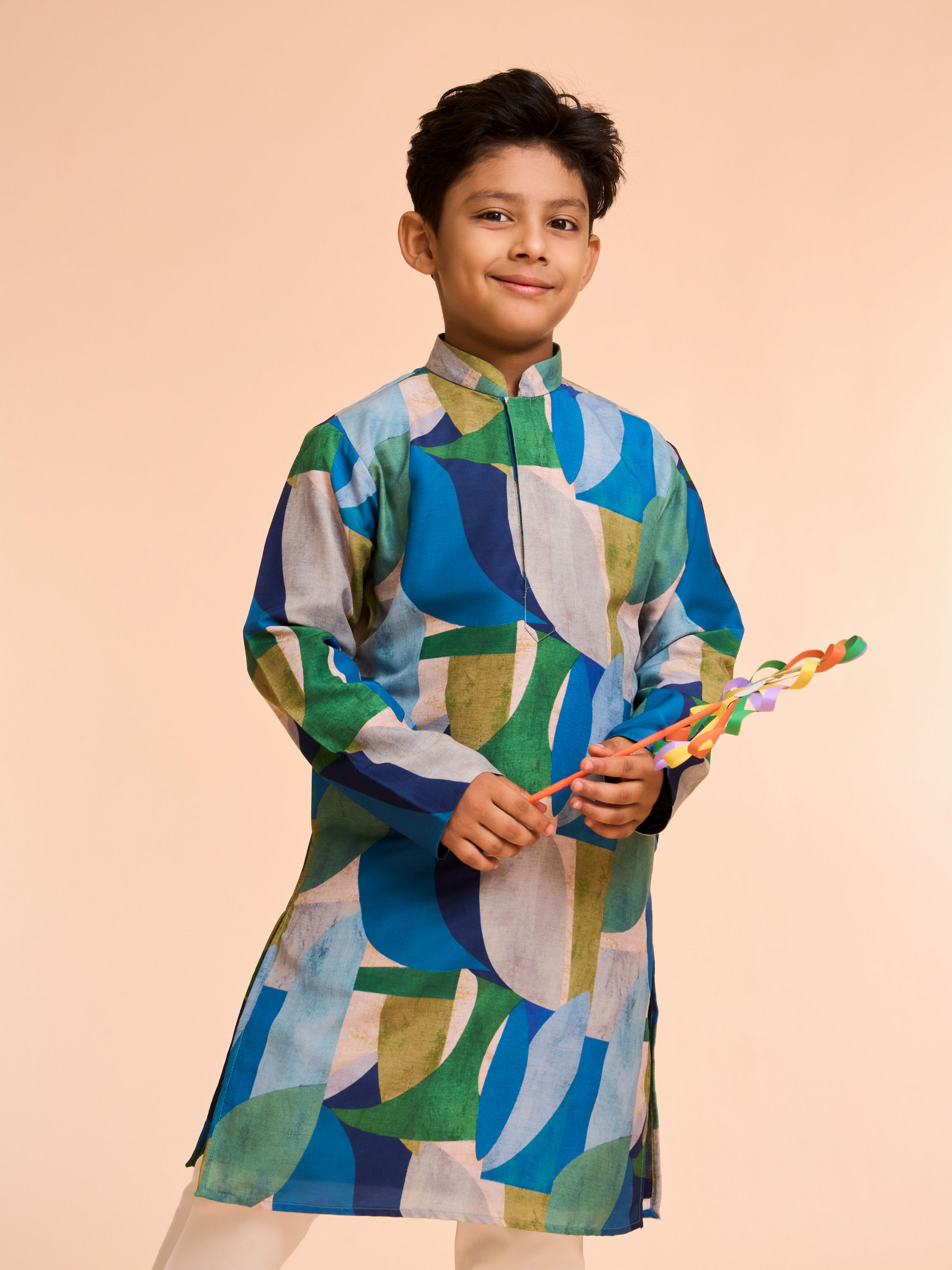 Manyavar Boys Vibrant Green Boys Kurta Pajama
