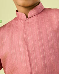 Manyavar Boys Boys Dusty Pink Dotted String Patterned Kurta Dhoti