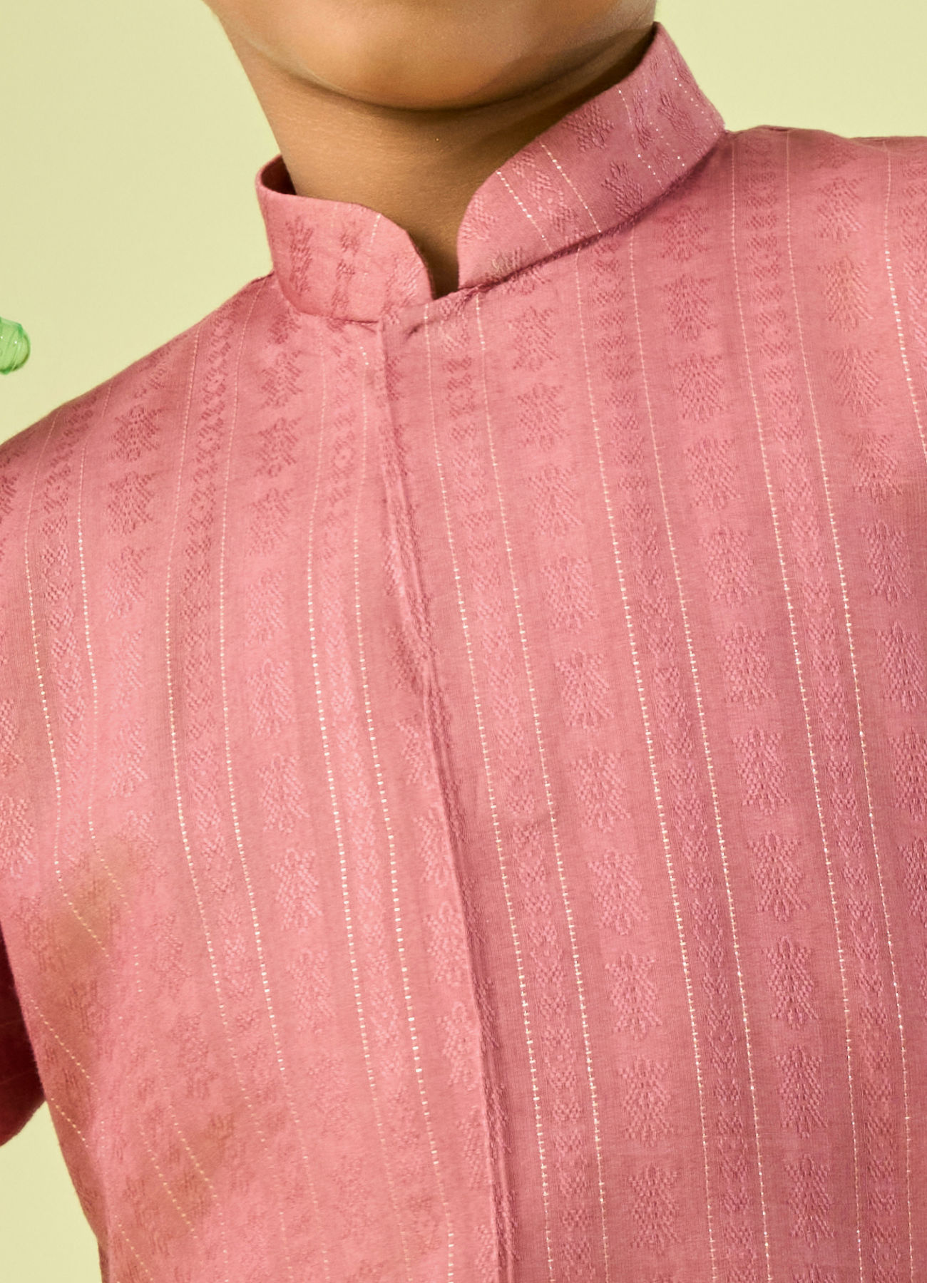 Manyavar Boys Boys Dusty Pink Dotted String Patterned Kurta Dhoti