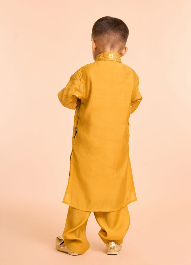 Manyavar Boys Mustard Hues Vibrant Kurta Pajama