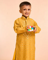 Manyavar Boys Mustard Hues Vibrant Kurta Pajama