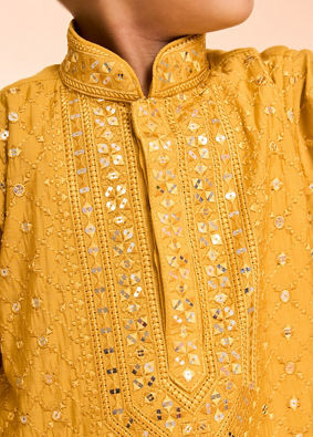 Manyavar Boys Mustard Hues Vibrant Kurta Pajama