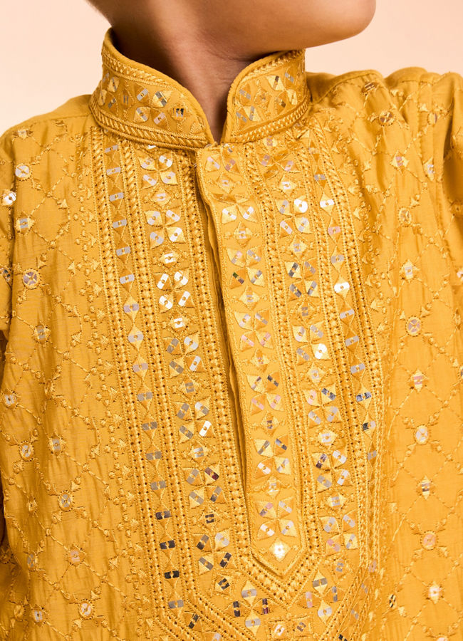 Manyavar Boys Mustard Hues Vibrant Kurta Pajama