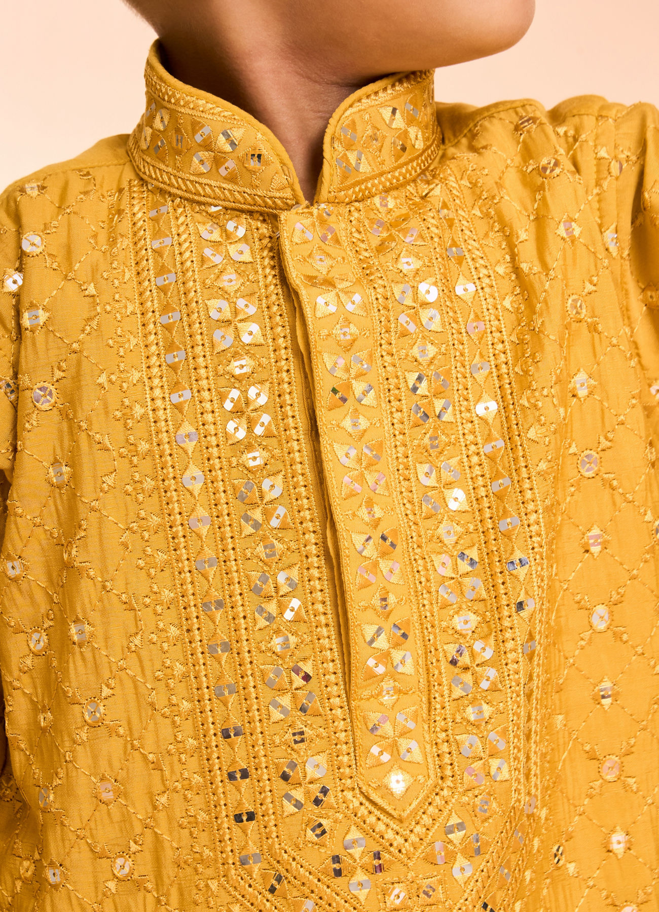 Manyavar Boys Mustard Hues Vibrant Kurta Pajama