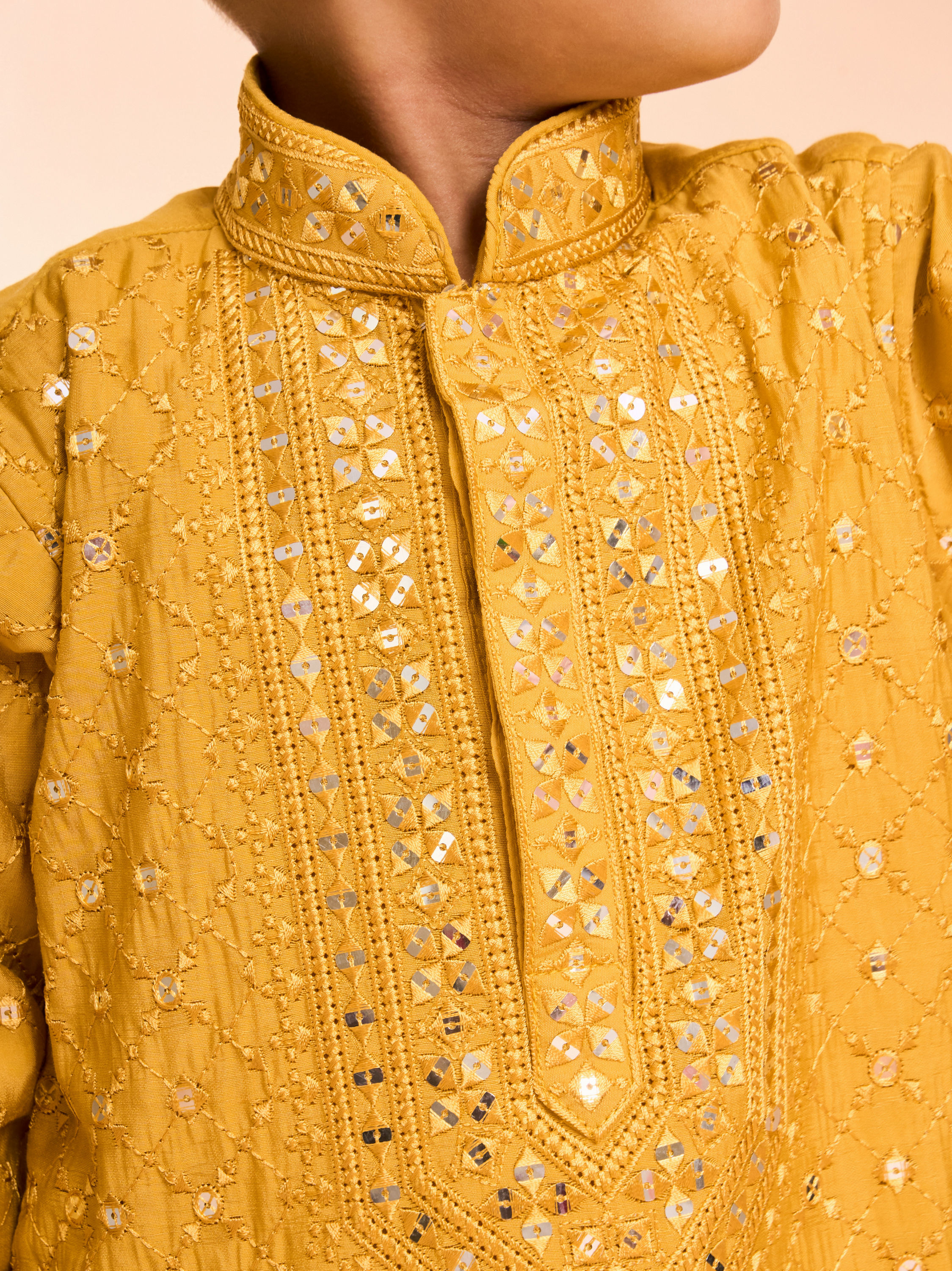 Manyavar Boys Mustard Hues Vibrant Kurta Pajama