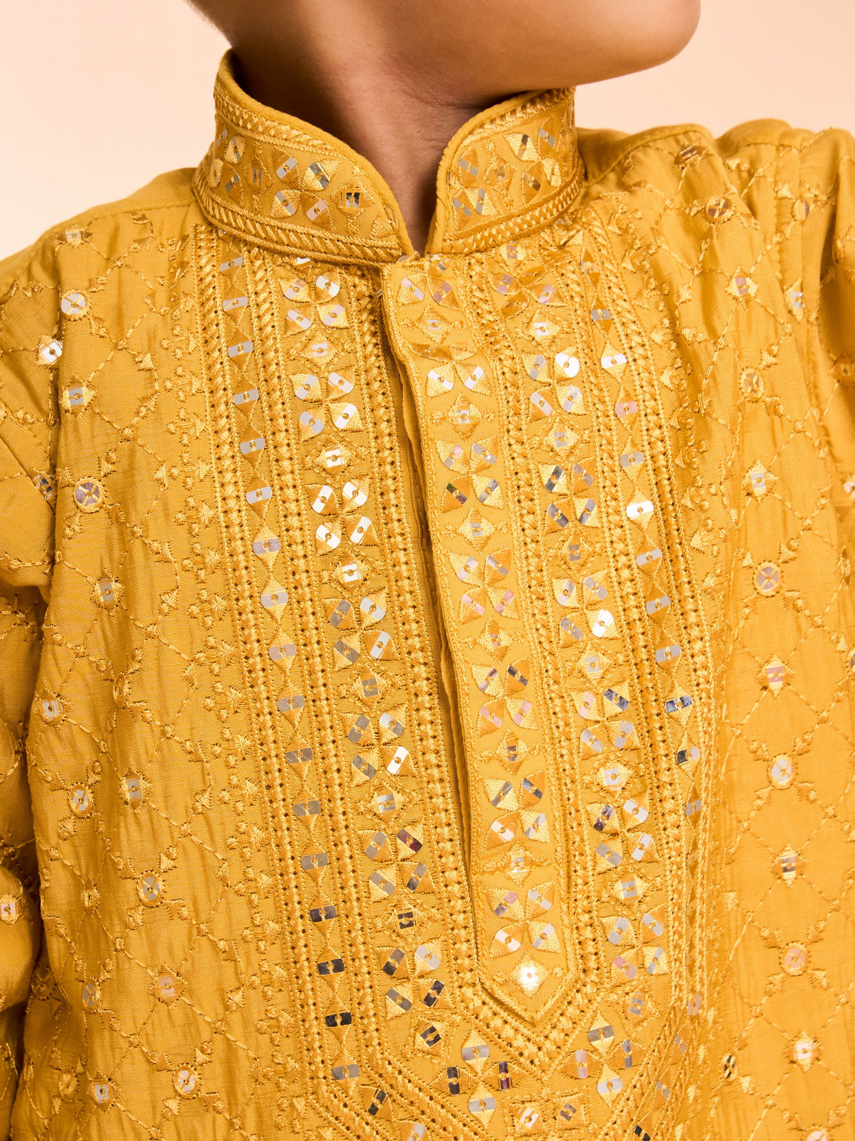 Manyavar Boys Mustard Hues Vibrant Kurta Pajama