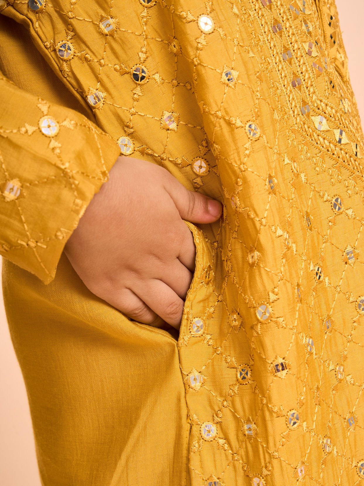 Manyavar Boys Mustard Hues Vibrant Kurta Pajama