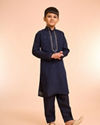 Manyavar Boys Elegant Dark Blue Kurta Pajama