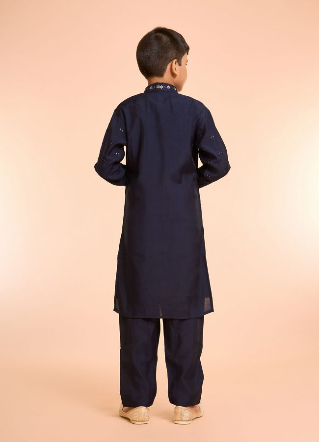Manyavar Boys Elegant Dark Blue Kurta Pajama