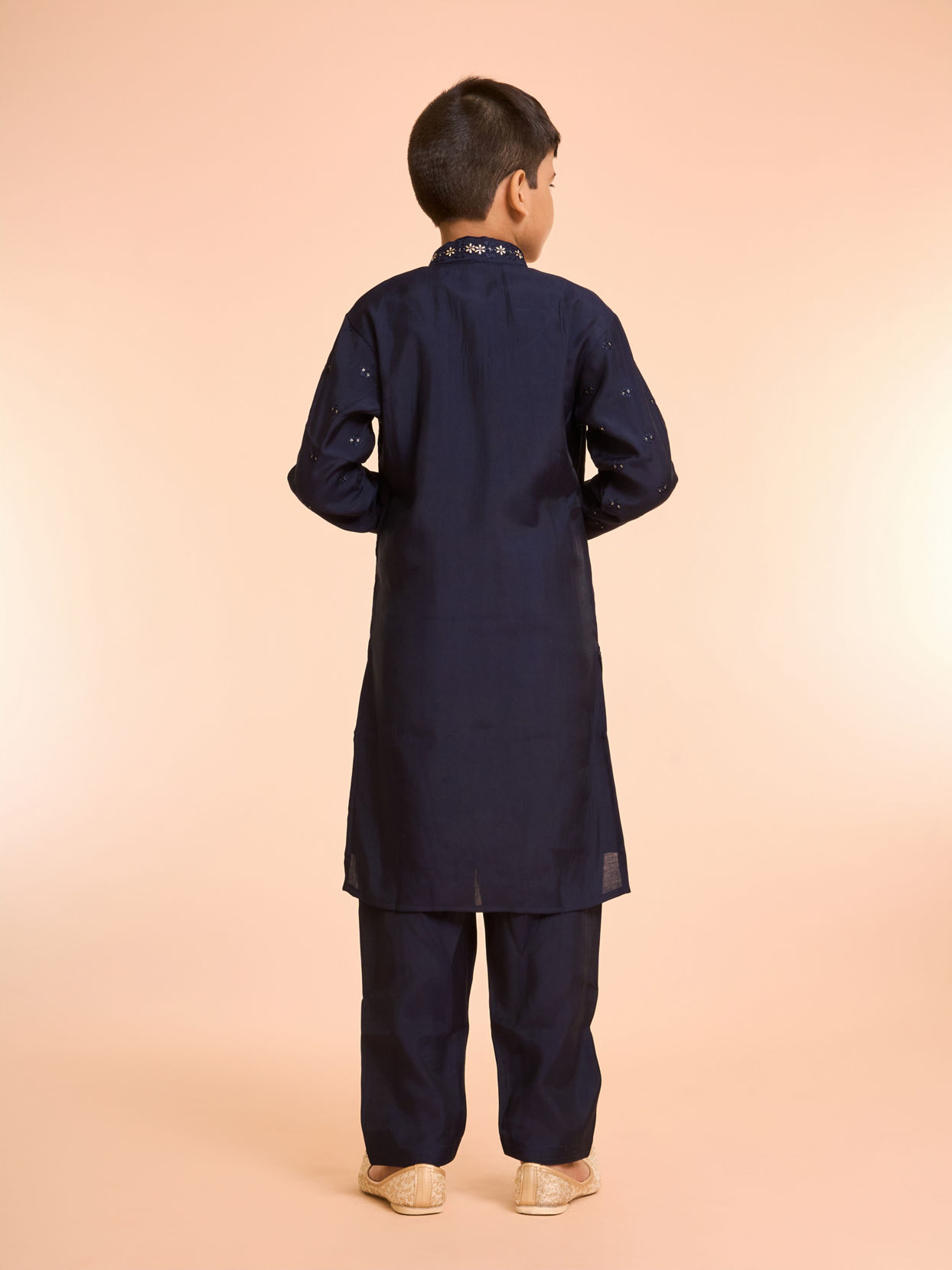Manyavar Boys Elegant Dark Blue Kurta Pajama