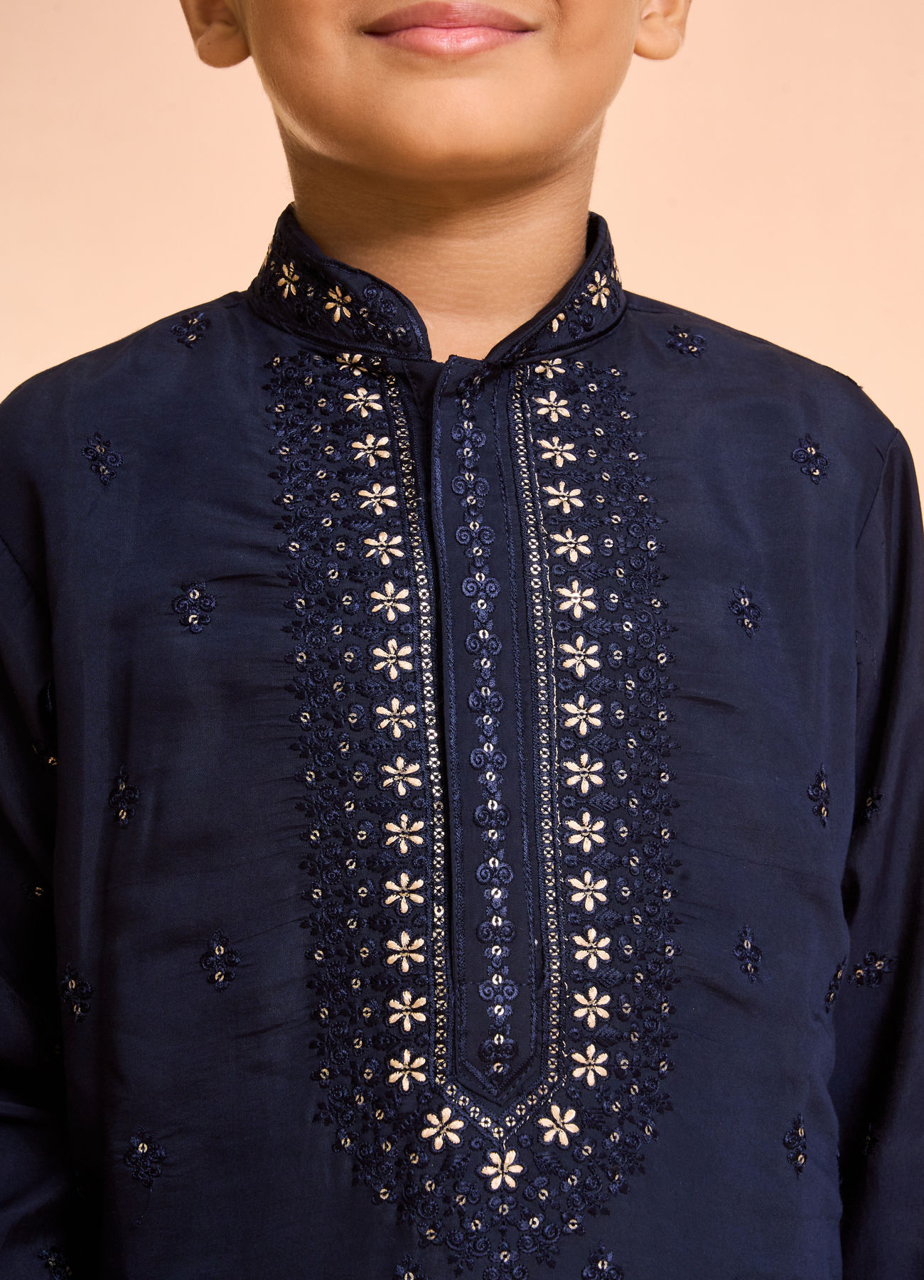 Manyavar Boys Elegant Dark Blue Kurta Pajama